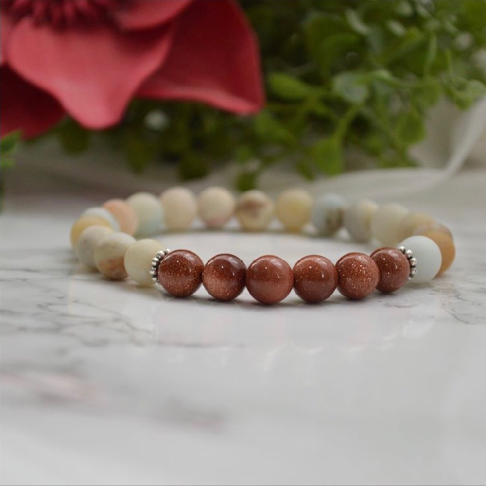 Goldstone and Amazonite Bracelet